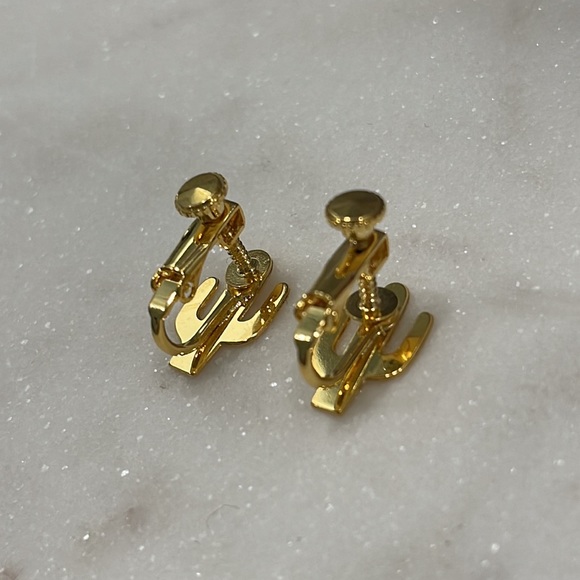 Gold Cactus Clip-On Earrings (Gold Metal) - Picture 3 of 4